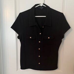 RACHEL Rachel Roy Black Shirt with Gold Buttons